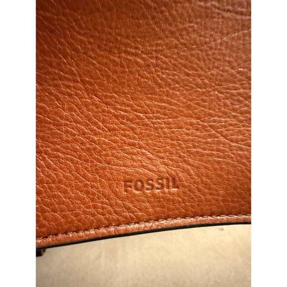Fossil Wiley Mini Leather Satchel Brown Crossbody Bag Brass Buckle Key Charm - Picture 10 of 15